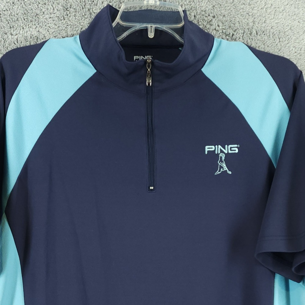 Ping Golf Shirt Mens XL Navy Colorblock 1/4 Zip Pullover Performance Dynamics